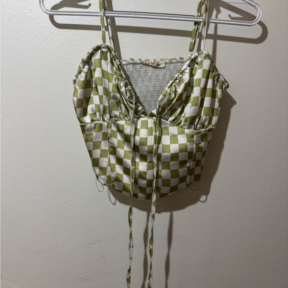 Green Checkered Women's Top
